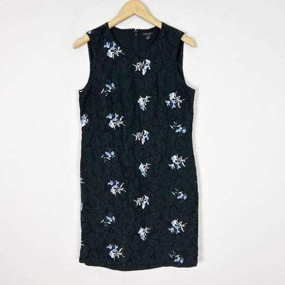 ANN TAYLOR Black Lace Embroidered SHEATH DRESS Size 8 Sleeveless Women's - Picture 1 of 4